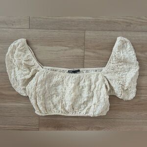 Zara Cream Textured Women's Crop top